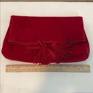 Ann Taylor Red Suede Folding Hand Bag